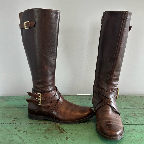 Cole Haan Shoes - Women’s Cole Haan Petra NikeAir Brown Leather Knee High Riding Boots size 8